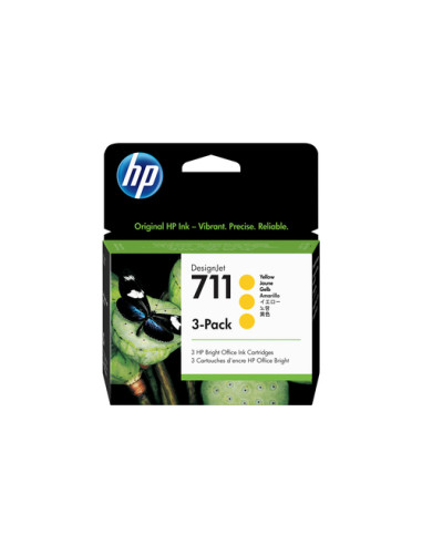 HP Confezione da 3 cartucce di inchiostro giallo DesignJet 711, 29 ml