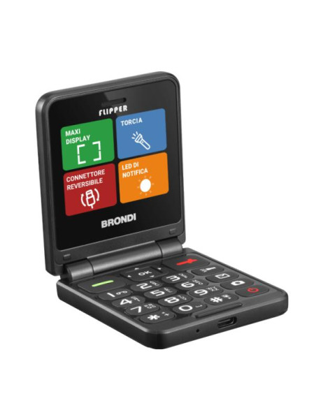 Brondi Flipper 6,1 cm (2.4") Nero Telefono cellulare basico