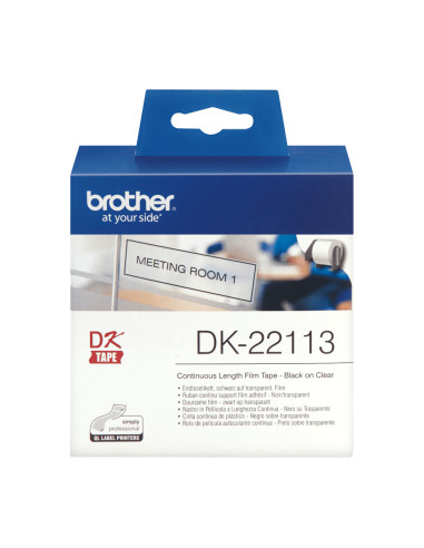 Brother DK-22113 nastro per etichettatrice Nero trasparente