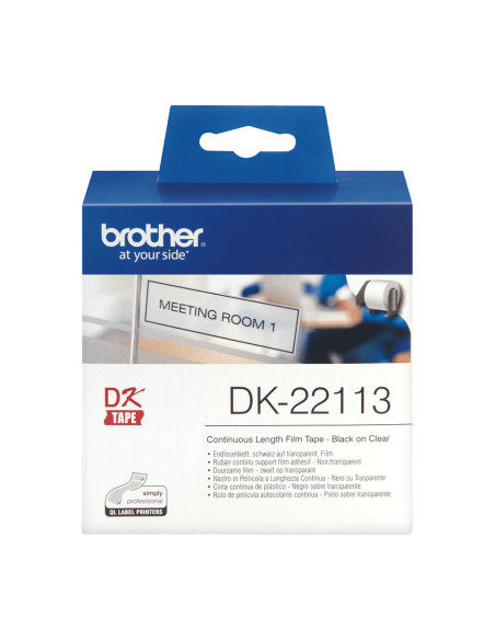 Brother DK-22113 nastro per etichettatrice Nero trasparente