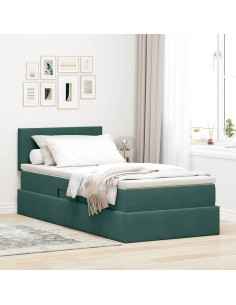 Letto con Contenitore Verde Scuro 100 x 200 cm Velluto