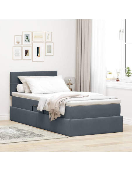Letto con Contenitore Grigio scuro 100 x 200 cm Velluto