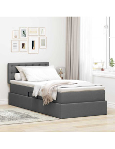 Letto con contenitore e materasso Grigio scuro 90 x 190 cm