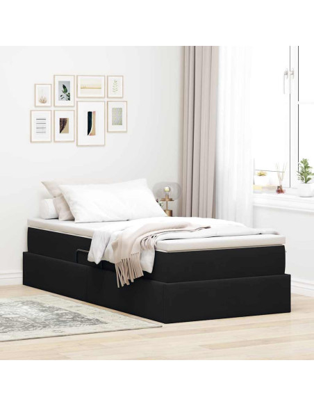 Letto con contenitore e materasso Nero 90 x 190 cm Velluto