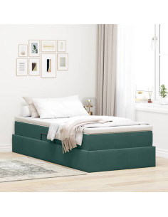 Letto con contenitore e materasso Verde Scuro 90 x 200 cm