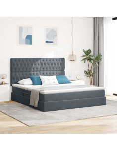 Letto con contenitore e materasso Grigio scuro 160 x 200 cm