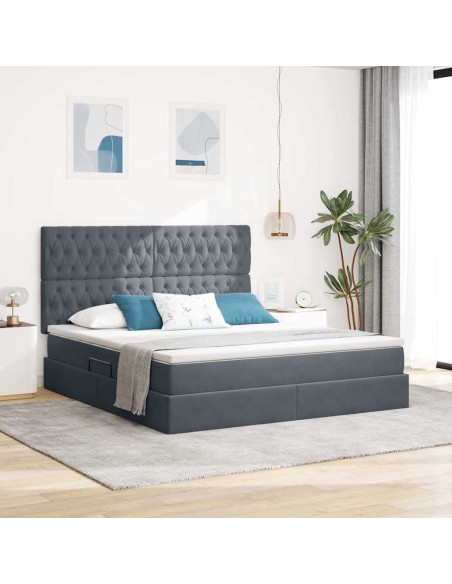 Letto con contenitore e materasso Grigio scuro 160 x 200 cm