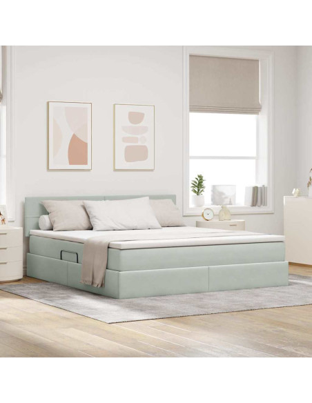 Letto con Contenitore Grigio chiaro 160 x 200 cm Velluto