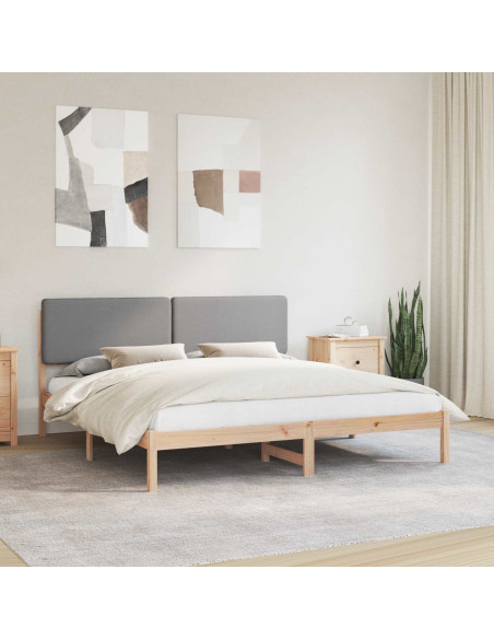 Letto con Testiera Rivestita Grigio chiaro 200 x 200 cm