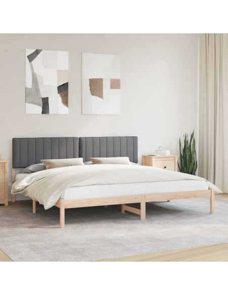 Letto con Testiera Rivestita Grigio scuro 200 x 200 cm
