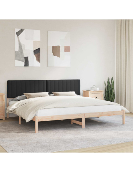 Letto con Testiera Rivestita Nero 200 x 200 cm Pino massello