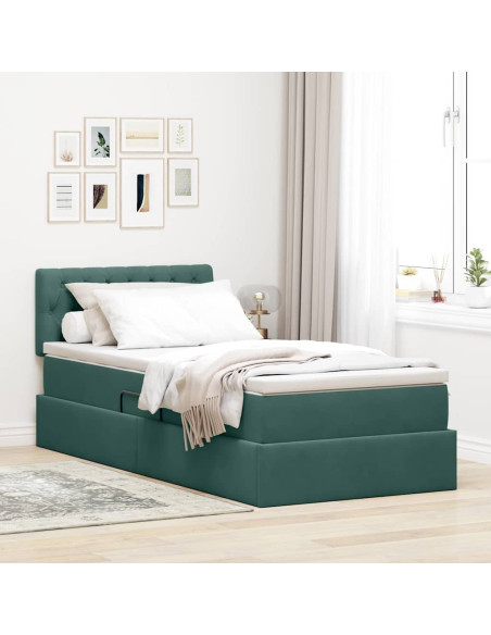 Letto con Contenitore Verde Scuro 90 x 200 cm Velluto