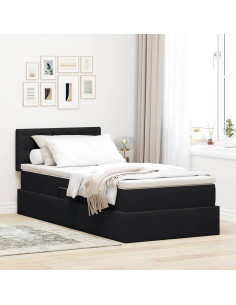 Letto con Contenitore con materasso Nero 90 x 190 cm Velluto