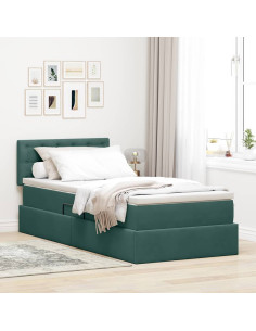 Letto con Contenitore Verde Scuro 90 x 190 cm Velluto