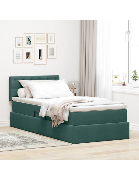 Letto con Contenitore Verde Scuro 90 x 190 cm Velluto