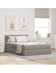 Letto con contenitore e LED con led Talpa 140 x 190 cm Tessuto