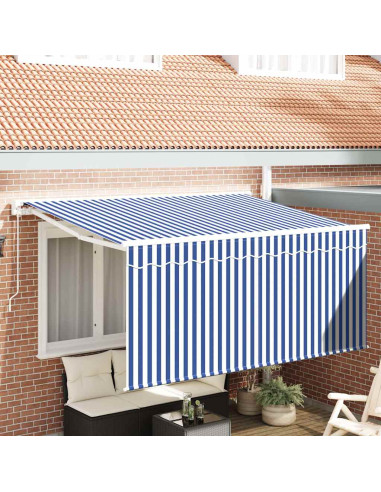 Tenda Retrattile Blu e Bianco 300 x 200 cm