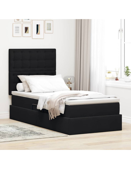 Letto con contenitore e LED con led Nero 100 x 200 cm Velluto