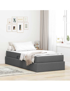 Letto con contenitore e materasso Grigio scuro 100 x 200 cm 2