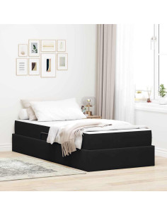 Letto con contenitore e materasso Nero 90 x 190 cm Velluto 2