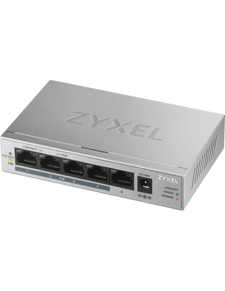 Zyxel GS1005HP Non gestito Gigabit Ethernet (10/100/1000) Supporto Power over Ethernet (PoE) Argento