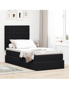 Letto con contenitore e materasso Nero 100 x 200 cm Velluto