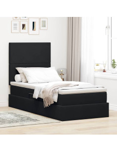 Letto con contenitore e LED con led Nero 100 x 200 cm Velluto