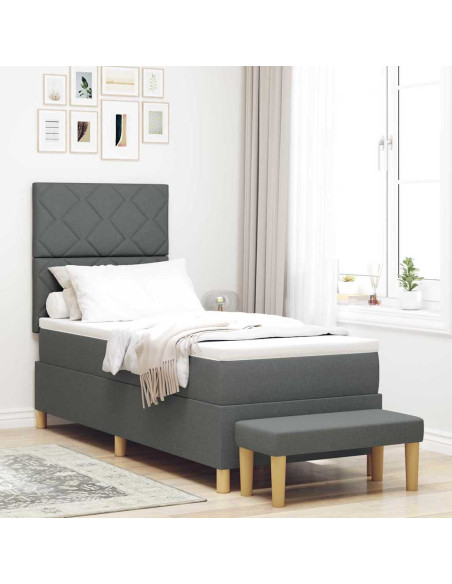 Letto a molle con materasso Grigio scuro 80 x 200 cm Tessuto