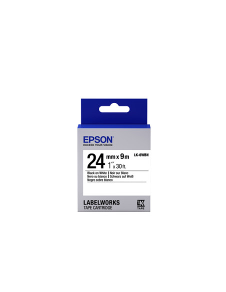 Epson Nastro fondo Standard Bianco per testo Nero 24/09 LK-6WBN