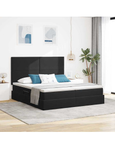Letto con Contenitore con materasso Nero 200 x 200 cm Velluto