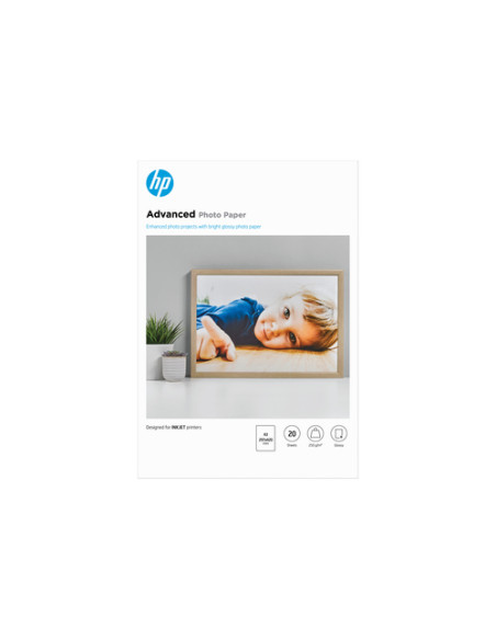 HP Carta fotografica Advanced, lucida, 250 g/m2, A3 (297 x 420 mm), 20 fogli
