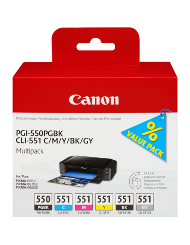 Canon Cartuccia d'inchiostro Multipack PGI-550 PGBK / CLI-551 BK/C/M/Y/GY
