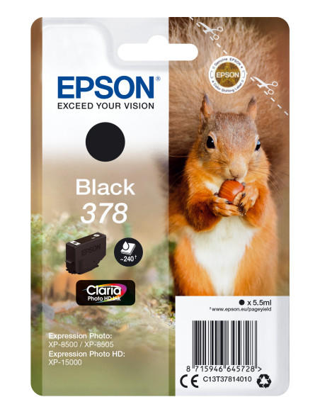 Epson Squirrel Singlepack Black 378 Claria Photo HD Ink