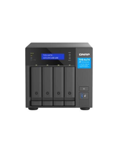 QNAP TVS-H474 NAS Tower Intel® Pentium® G7400 8 GB DDR4 0 TB QuTS hero Nero