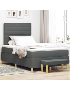 Letto a molle con materasso Grigio scuro 120 x 200 cm Tessuto