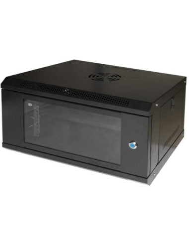 ARMADIO RACK 19" 6U LINK SERIE LIGHT COLORE NERO CON PORTA VETRO (AxPxL) MM 300X400X530 RIPIANO INCLUSO - LK1906UNL