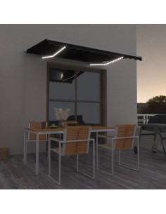 Tenda da Sole Retrattile Manuale con LED 350x250 cm Antracite