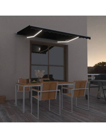 Tenda da Sole Retrattile Manuale con LED 350x250 cm Antracite