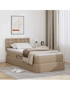 Letto con contenitore e LED con led Cappuccino 90 x 200 cm