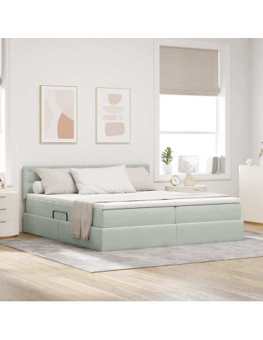 Letto con Contenitore con materasso Grigio chiaro 90 x 200 cm
