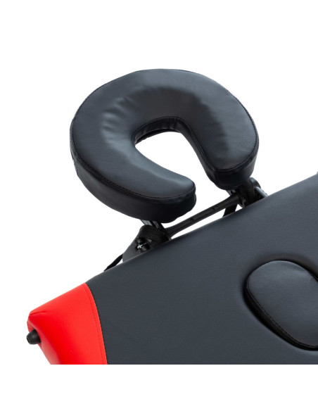 Lettino Massaggio Pieghevole 3 Zone in Alluminio Nero e Rosso