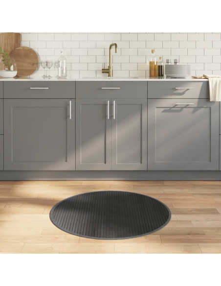 Tappeto Rotondo Grigio 80 cm in Bambù