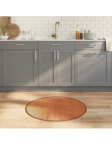 Tappeto Rotondo Marrone 80 cm in Bambù