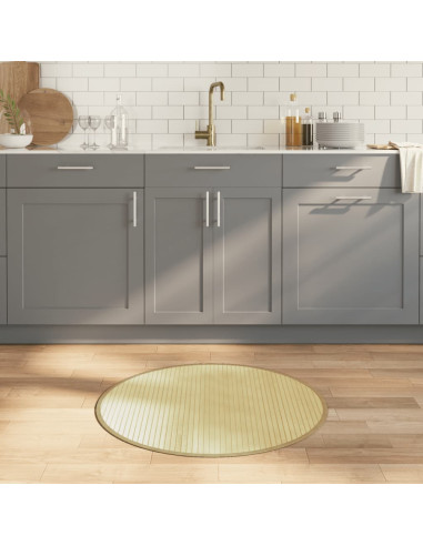 Tappeto Rotondo Naturale Chiaro 80 cm in Bambù