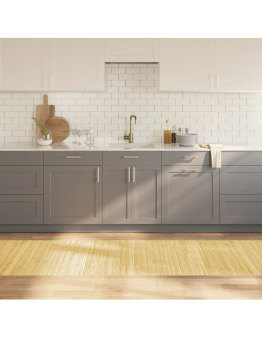 Tappeto Rettangolare Natura Chiaro 80x500 cm in Bambù