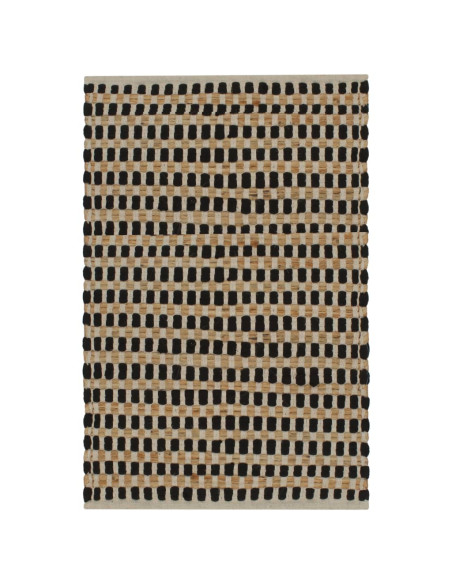 Set Tappeti in Iuta Intrecciati a Mano Naturale e Nero