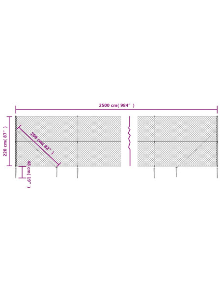 Recinzione a Rete con Picchetti Ancoraggio Antracite 2,2x25 m