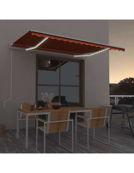 Tenda Automatica Sensore Vento e LED 450x300 cm Arancio Marrone