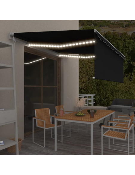 Tenda Automatica Parasole Sensore Vento e LED 4x3m Antracite