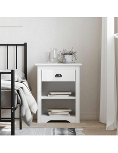 Comodino BODO 53x38,5x67 cm in Legno Massello di Pino Bianco